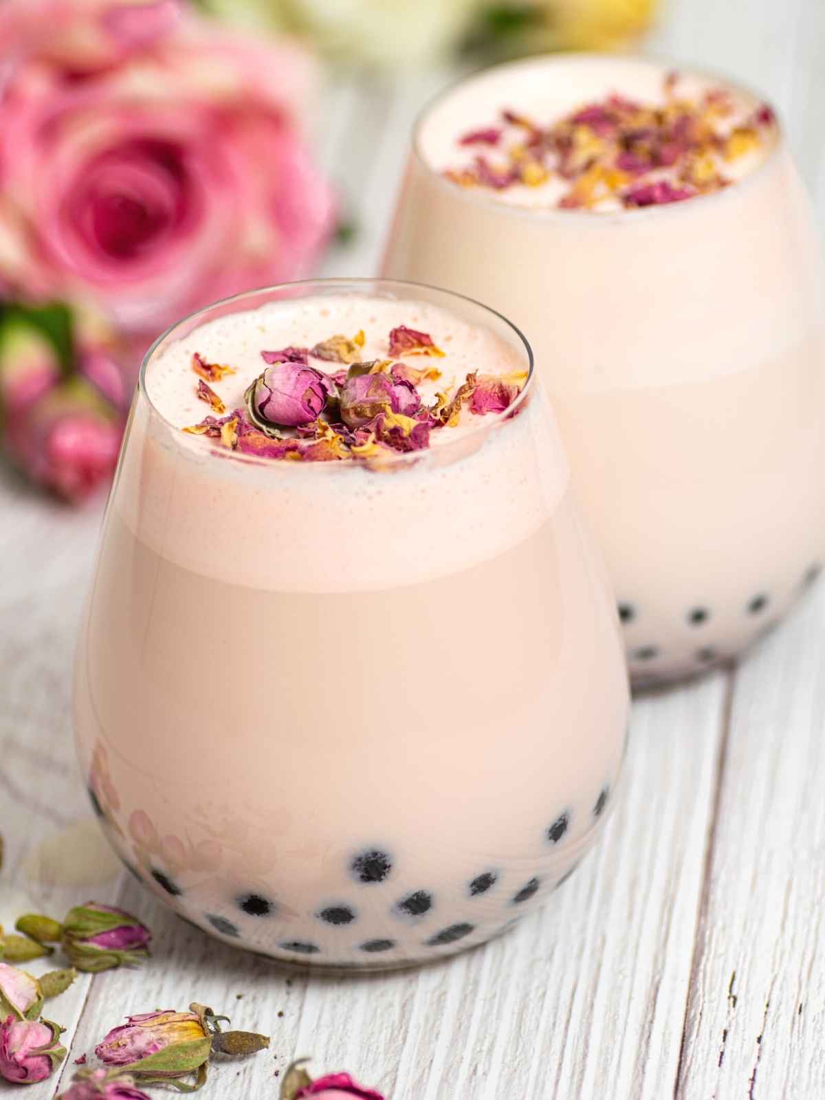 How to make a rose milk tea latte - Frolic and Fare