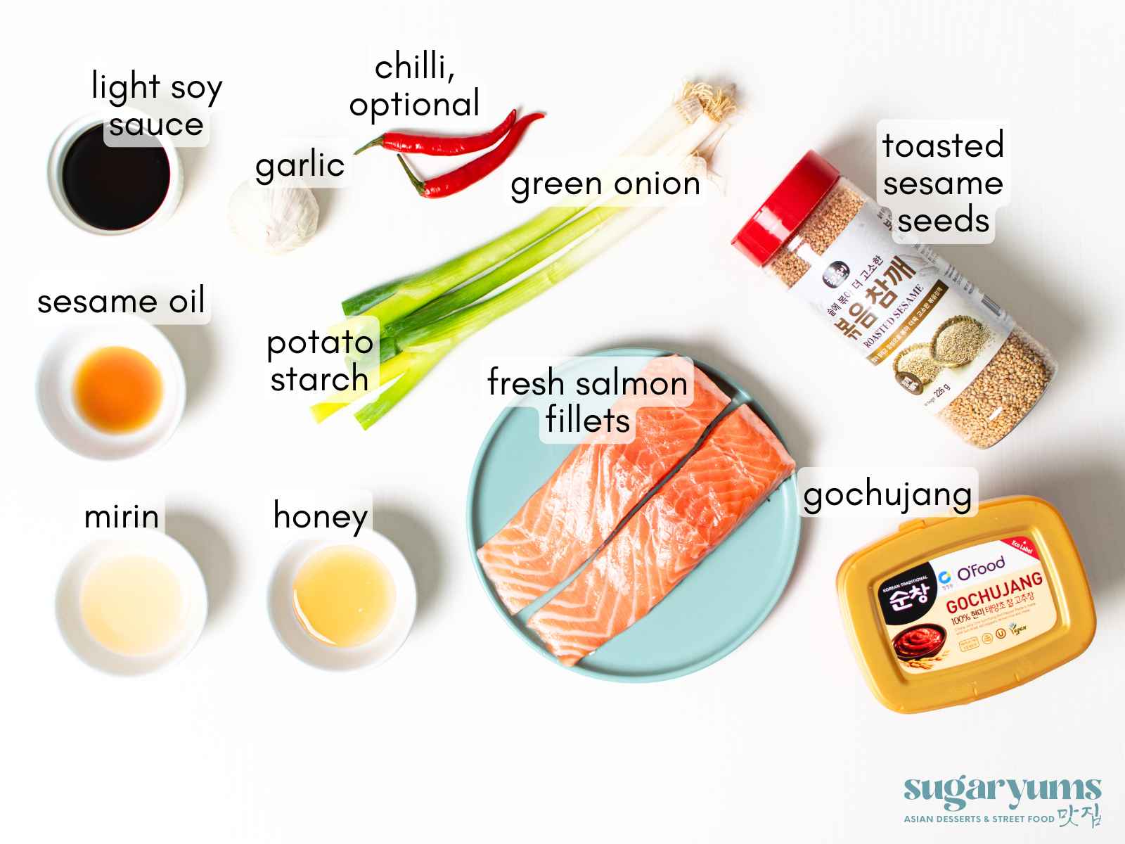 ingredients in bowls and plates on white background