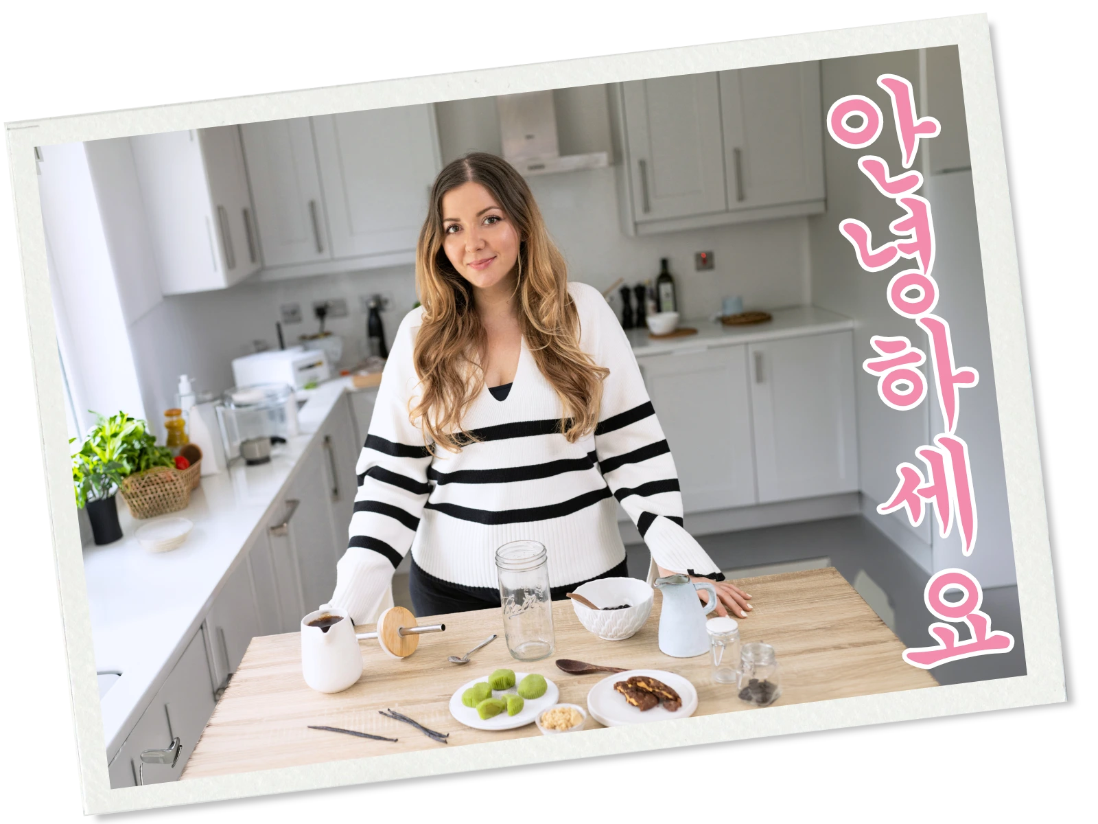 Hanelore Dumitrache from SugarYums sitting in her kitchen